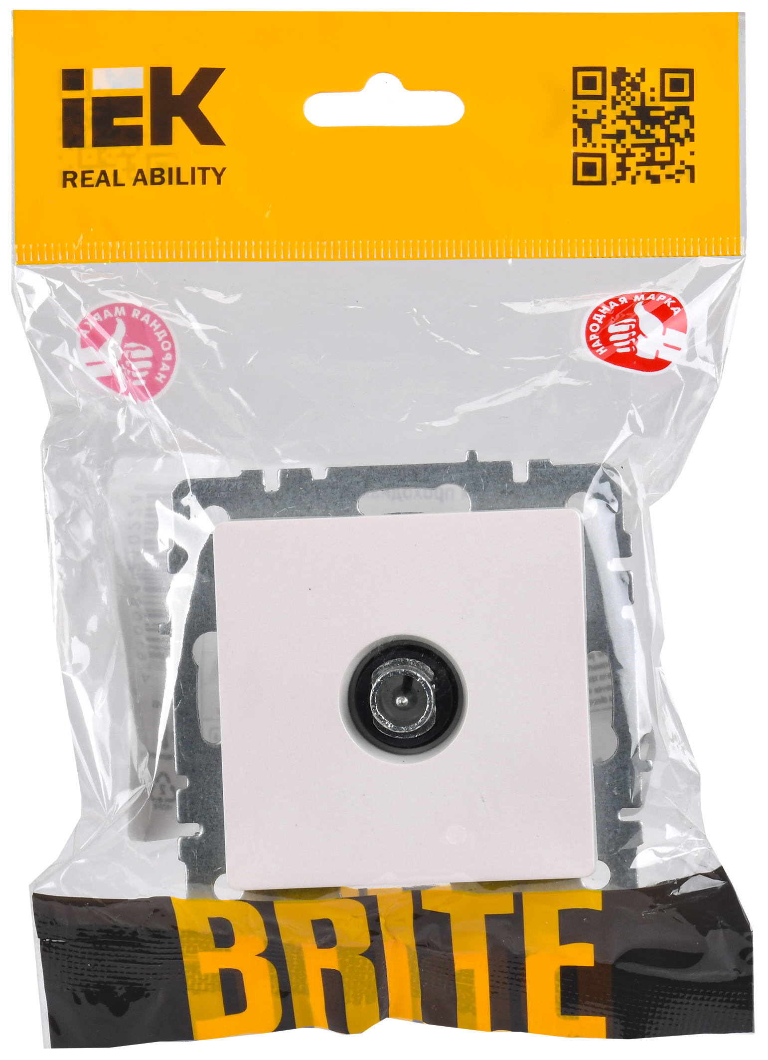 BRITE Розетка TV проходная РТВ10-0-БрЖ жемчуг IEK - Фото 2