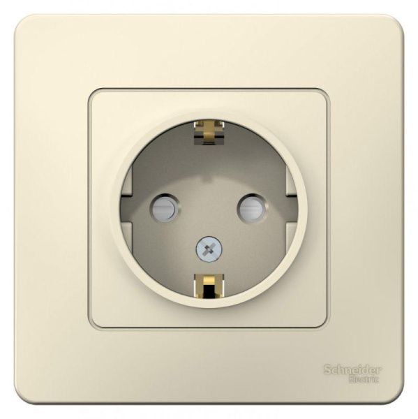 Розетка 1-м СП Blanca 16А IP20 250В с заземл. защ. шторки молоч. SE BLNRS001112