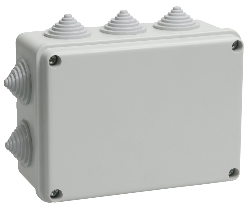 Коробка распаячная КМ41242 для открытой проводки безгалогенная (HF) 150х110х70мм IP55 10 гермовводов серая IEK UKO10-150-110-070-K41-55