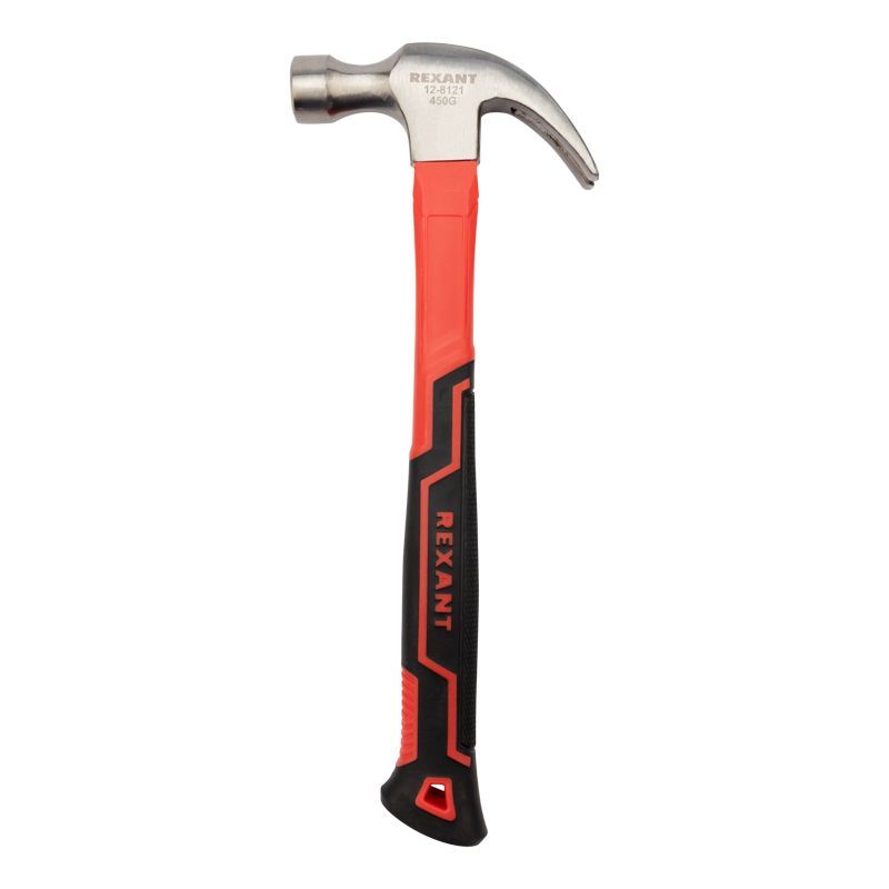 Молоток-гвоздодер 450г фибергласовая рукоятка REXANT 12-8121