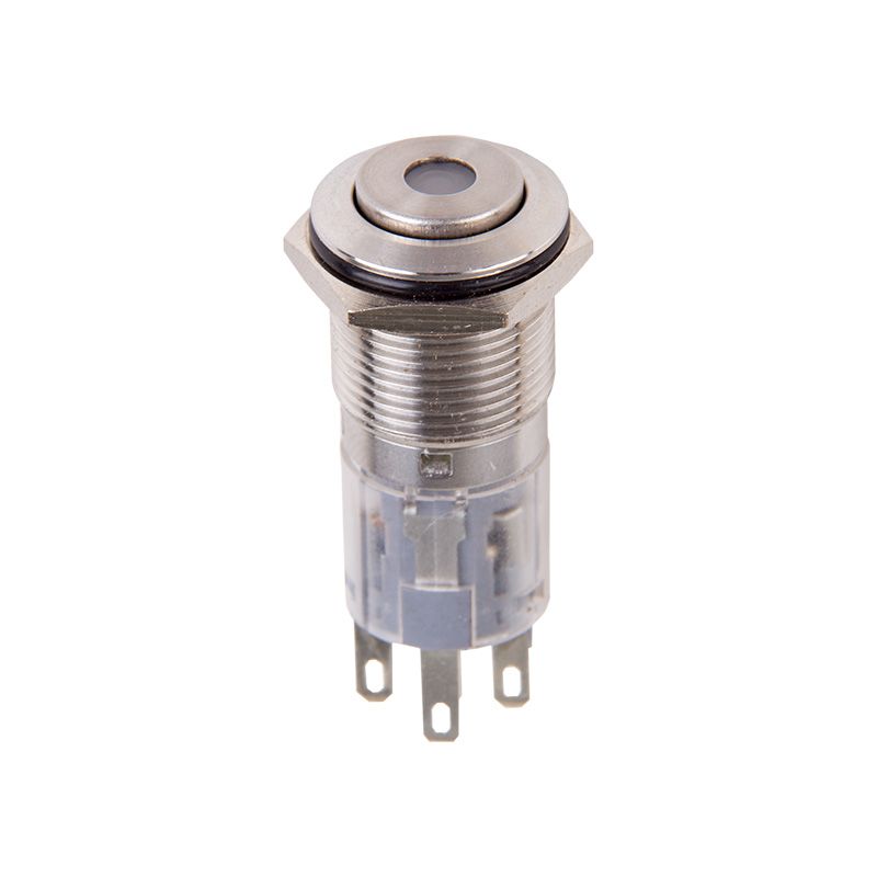 Кнопка антивандальная Ø16 12В(LED) Б/Фикс (5с) OFF-(ON)/ON-(OFF) синяя (A-16-C4) REXANT 36-3254