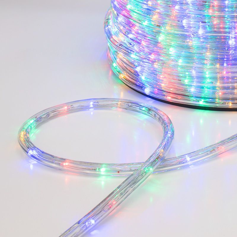 Дюралайт LED трехжильный 230В 13мм 24 LED/м МУЛЬТИ (RYGB) свечение с динамикой модуль 4м бухта 100м NEON-NIGHT Эконом - Фото 2