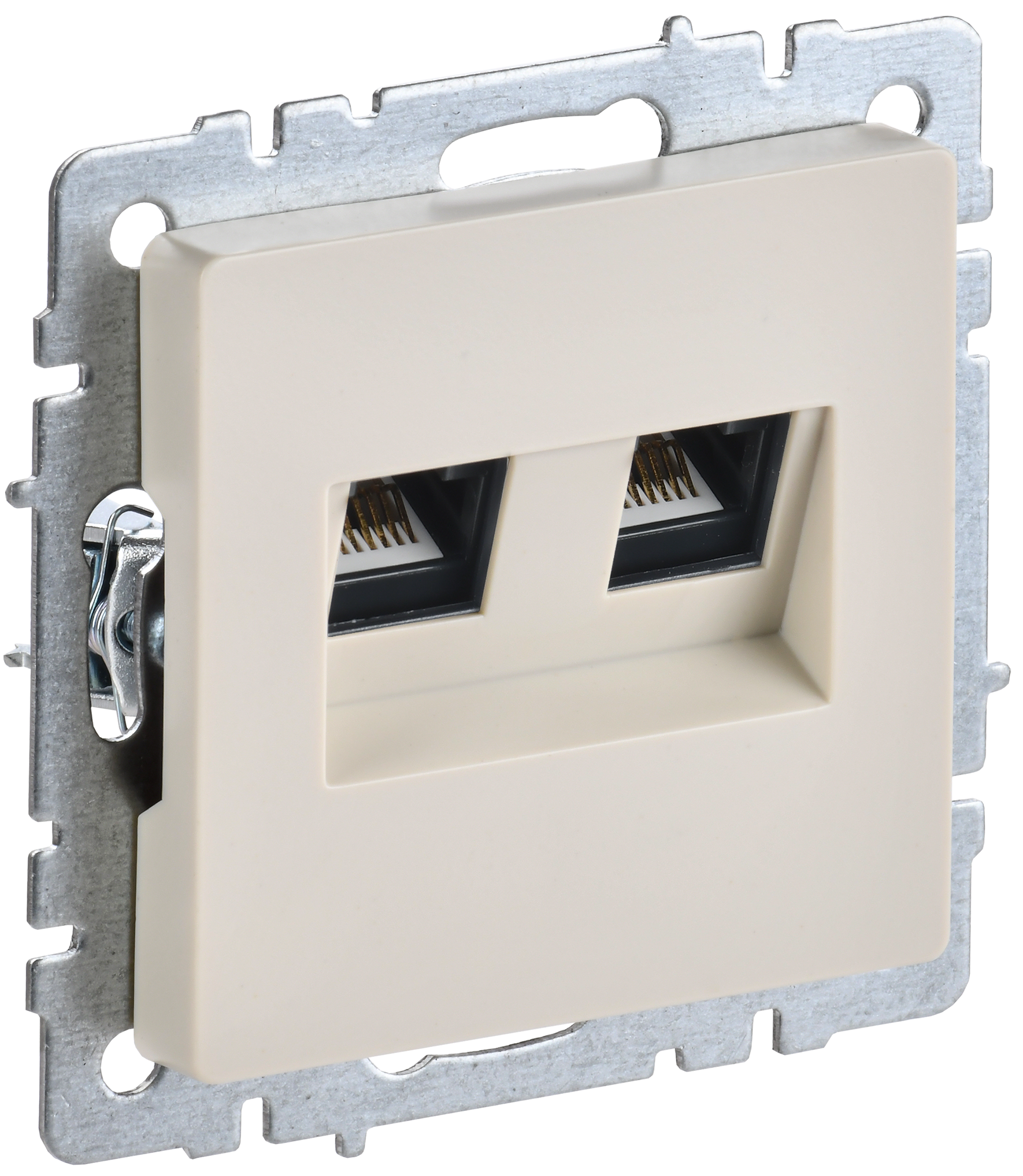 BRITE Розетка компьютерная двойная RJ45 кат.6 РК11-2-БрКр бежевый IEK