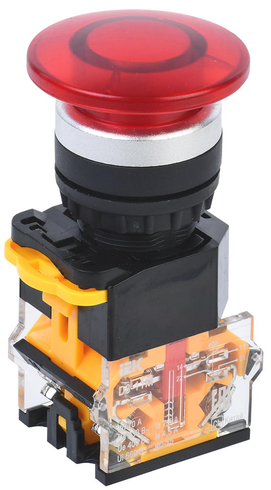 Кнопка D8-11M "Грибок" d=22мм 1з+1р красная IEK