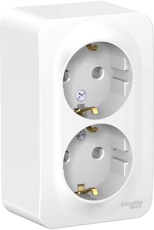 Розетка 2-м ОП Blanca 16А IP20 250В с заземл. защ. шторки с изолир. пластиной бел. SE BLNRA011211