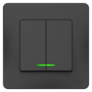 Выключатель 2-кл. СП Blanca 10А IP20 (сх. 5) 250В с подсветкой антрацит SE BLNVS010516 1210372