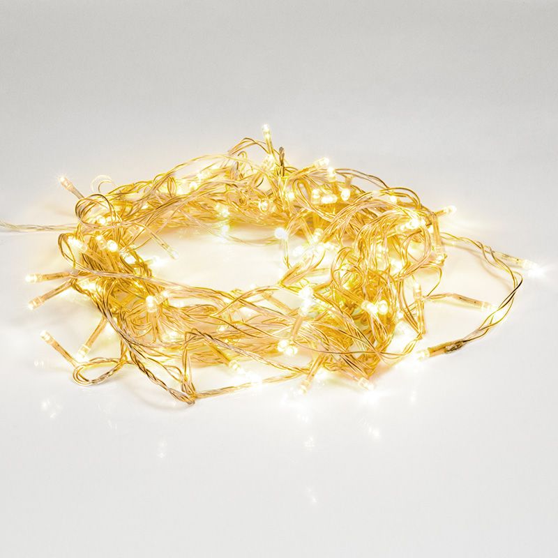 Гирлянда светодиодная универсальная 100 LED ТЕПЛЫЙ БЕЛЫЙ 10 метров, прозрачный ПВХ, с контроллером - Фото 5