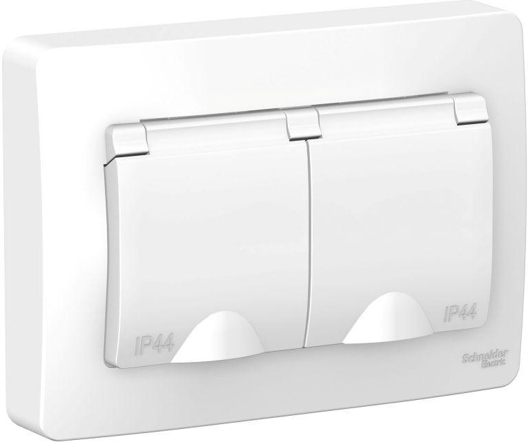 Розетка 2-м СП Blanca 16А IP44 250В с заземл. защ. шторки с крышкой бел. SE BLNRS441121 - Фото 2