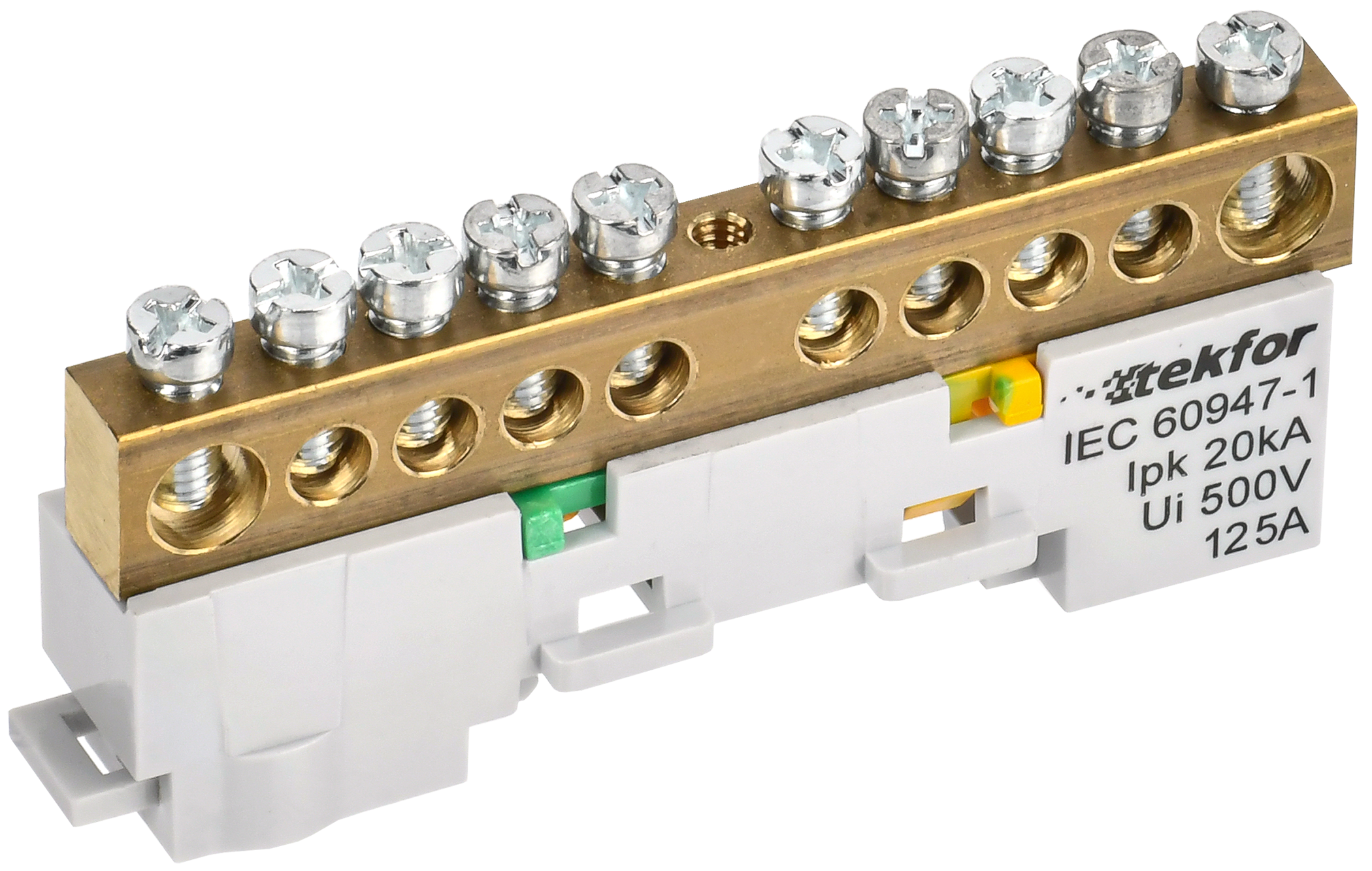 TEKFOR Шина PE "земля" неизолированная на универсальном держателе 8х12-10-Ж IEK TF-NN20-10-DL-K05