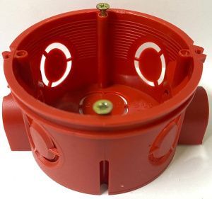 Подрозетник для бетонных стен 68*40 мм блочный с винтами КРАСНЫЙ DEKRON GX1001-к