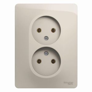 Розетка 2-м СП Glossa 16А IP20 250В без заземл. в сборе молоч. SE GSL000920 454460
