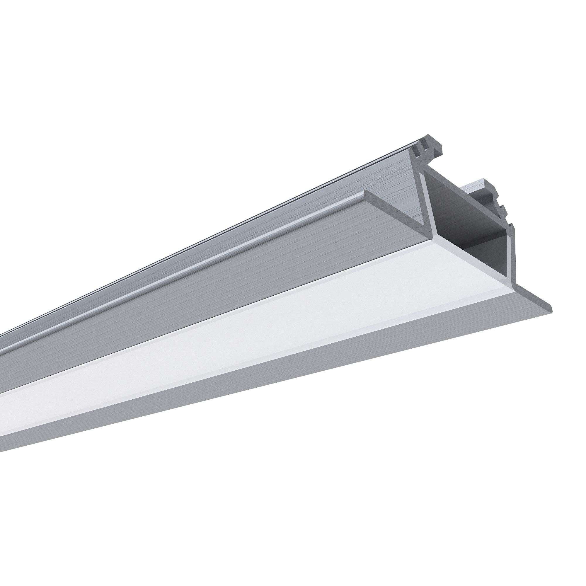 Профиль алюминиевый  угловой, накладной, серебро, 28,5х10,4мм, 1м, шир. ленты до 10мм (рассеиватель белый матовый, заглушки - 2шт.) 08-07