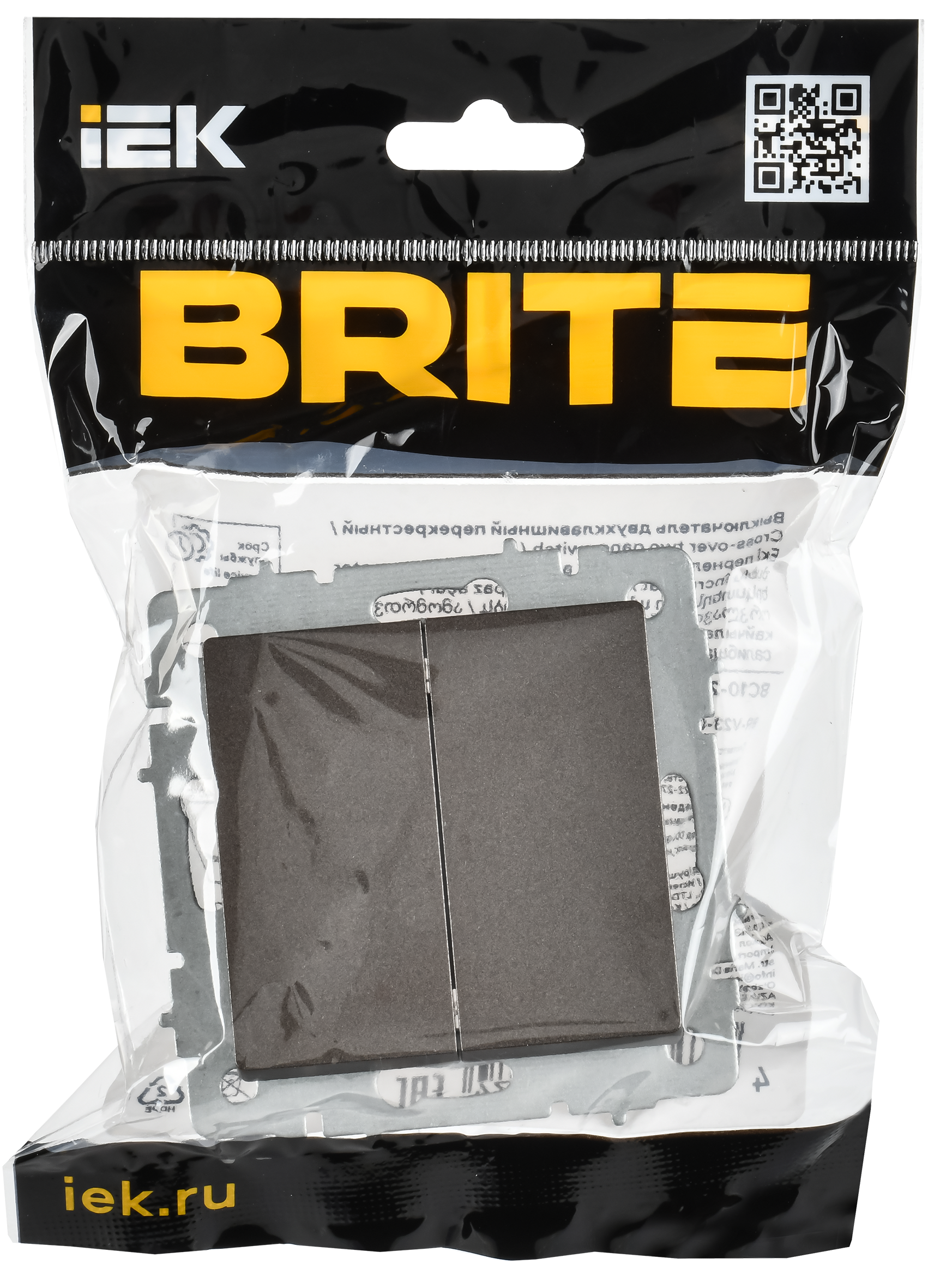 BRITE Выключатель 2-клавишный перекрестный 10А ВС10-2-3-БрТБ темная бронза IEK - Фото 2
