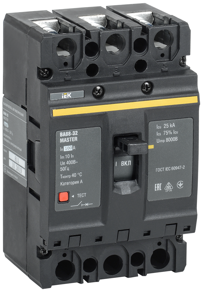 Выключатель автоматический ВА88-32 3Р 100А 25кА MASTER IEK