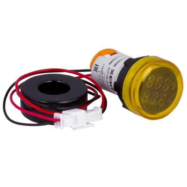 Индикатор значения тока и напряжения желтый ED16-22AVD 100А EKF в комплекте с трансформатором тока