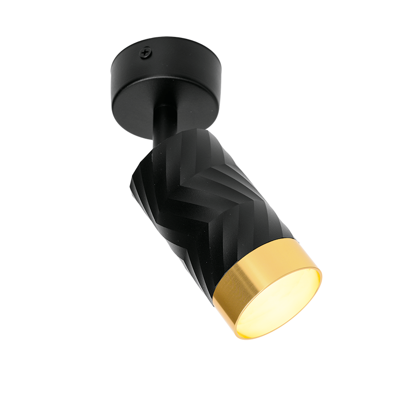Накладной светильник WOLTA WSL-GU10/S09BG IP20 под лампу GU10 Чёрный/золото LINEA D60x170 1/50 - Фото 4