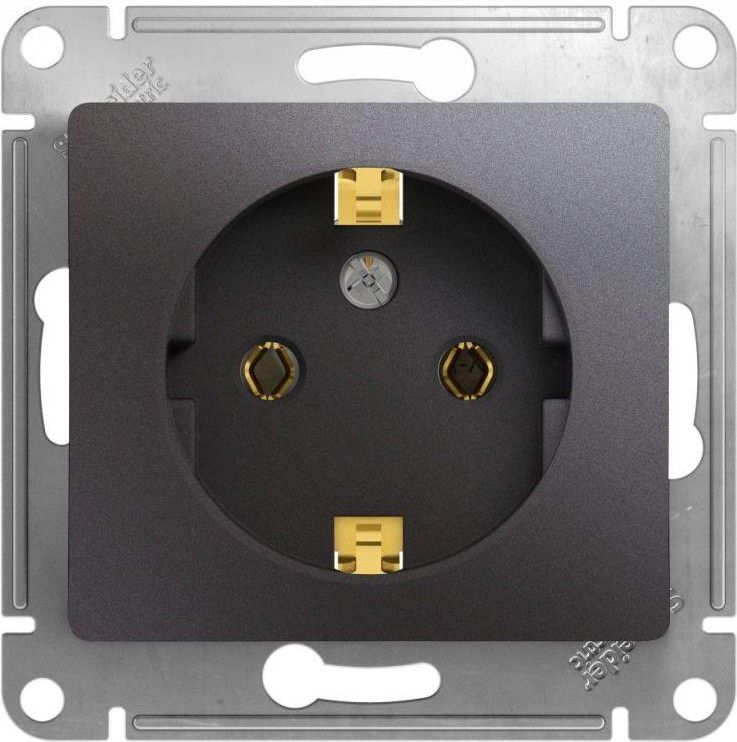 Розетка 1-м СП Glossa 16А IP20 250В с заземл. механизм графит SE GSL001343