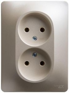Розетка 2-м СП Glossa 16А IP20 250В без заземл. в сборе перламутр. SE GSL000620 1180346