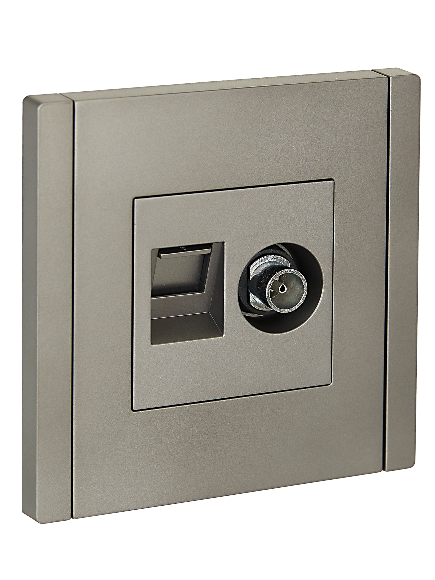 FORTE&PIANO Розетка двойная TV+RJ45 кат.6 FP537 сталь IEK FP-AK20-2-K46