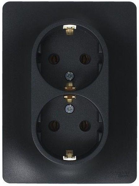 Розетка 2-м Glossa 16А с заземл. в сборе антрацит SE GSL000724