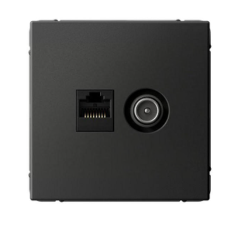 Розетка компьютерная + телевизионная 2-м ArtGallery RJ45 + TV кат.5E базальт SE GAL001489 1823495