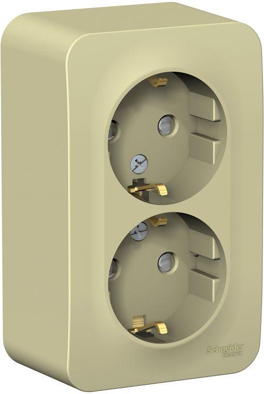 Розетка 2-м ОП Blanca 16А IP20 250В с заземл. защ. шторки с изолир. пластиной беж. SE BLNRA011217 - Фото 2