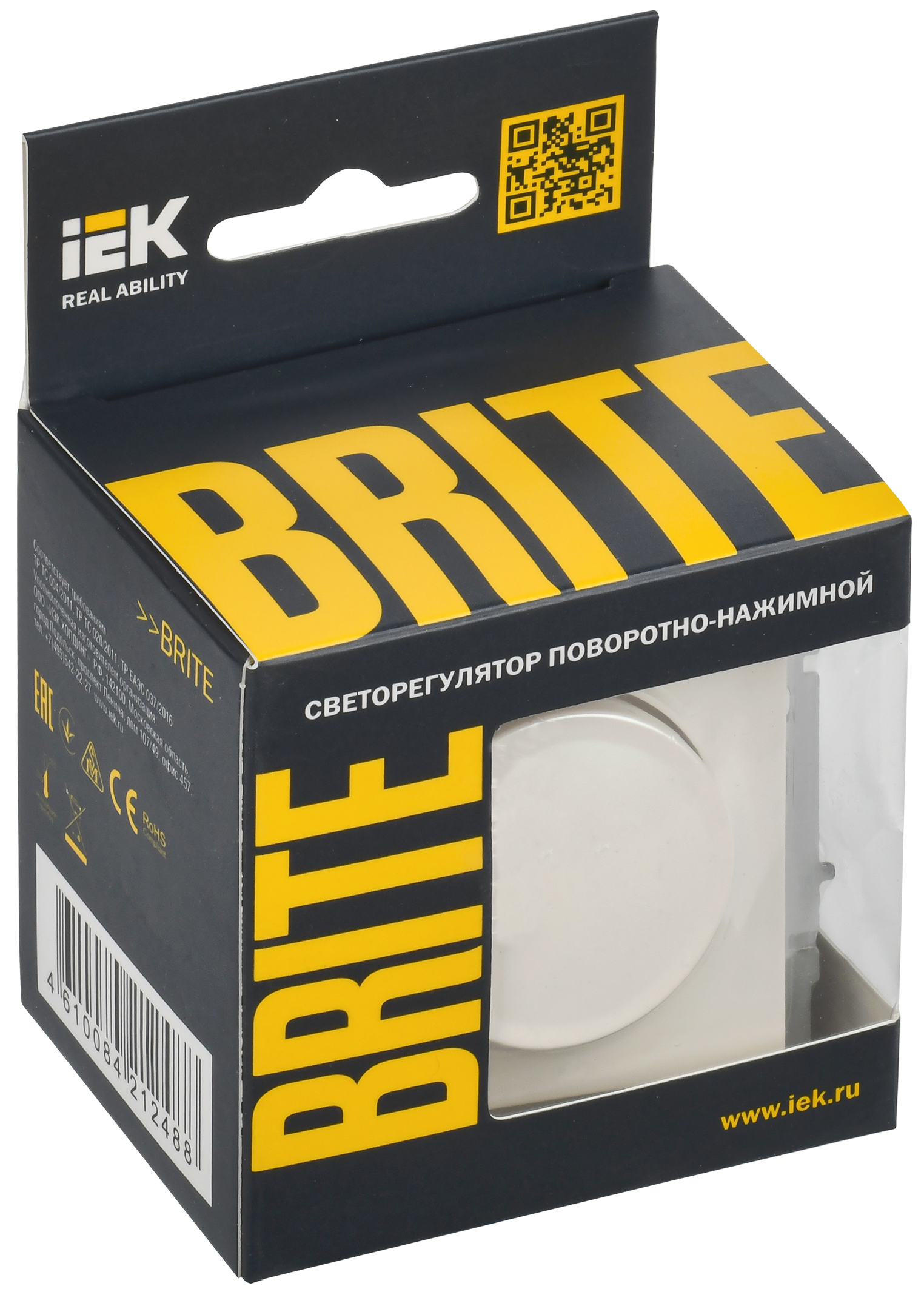 BRITE Светорегулятор поворотно-нажимной 600Вт СС10-1-0-БрЖ жемчуг IEK - Фото 2