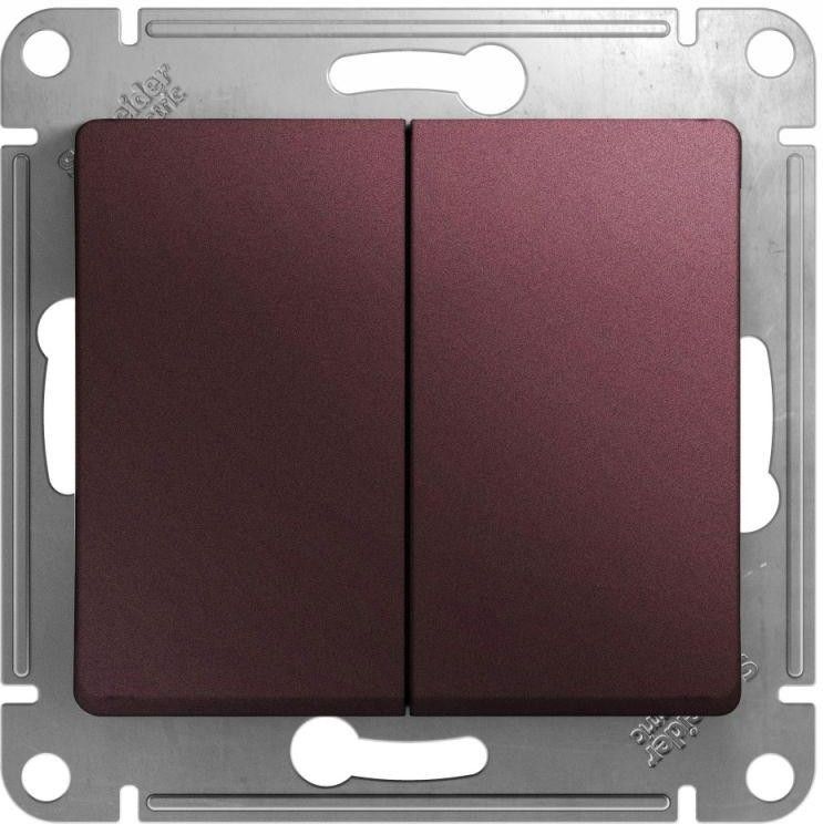 Выключатель 2-кл. СП Glossa 10А IP20 (сх. 5) 10AX механизм баклажан. SE GSL001151