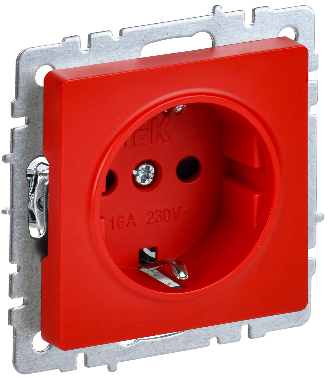 BRITE Розетка 1-местная с заземлением с защитными шторками 16А РС14-1-0-БрК красный IEK BR-R14-16-K04