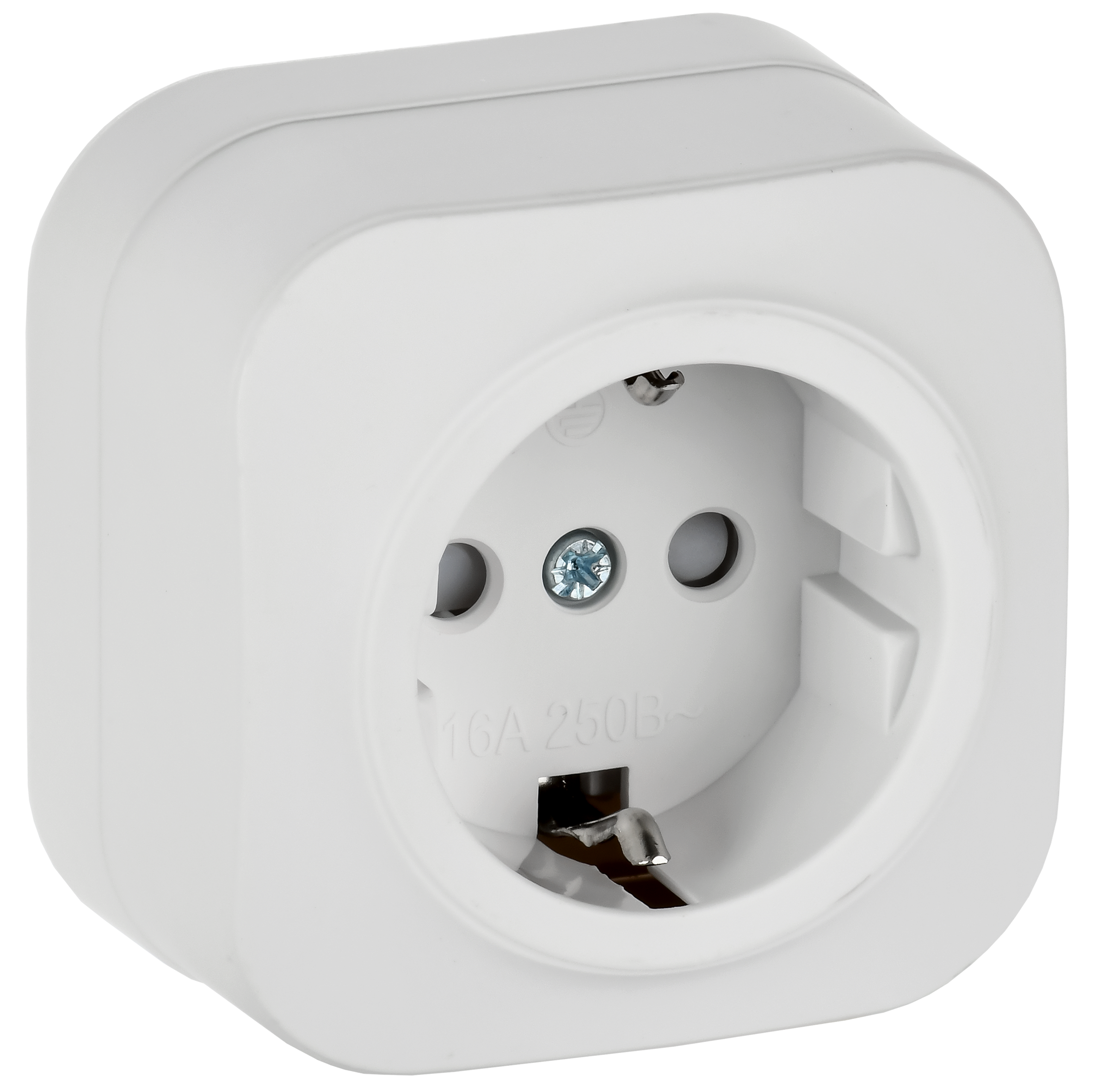 GLORY Розетка 1-местная для открытой установки с заземлением с защитными шторками 16А РСш20-3-ХБм белый матовый IEK ERH14-K01M-16