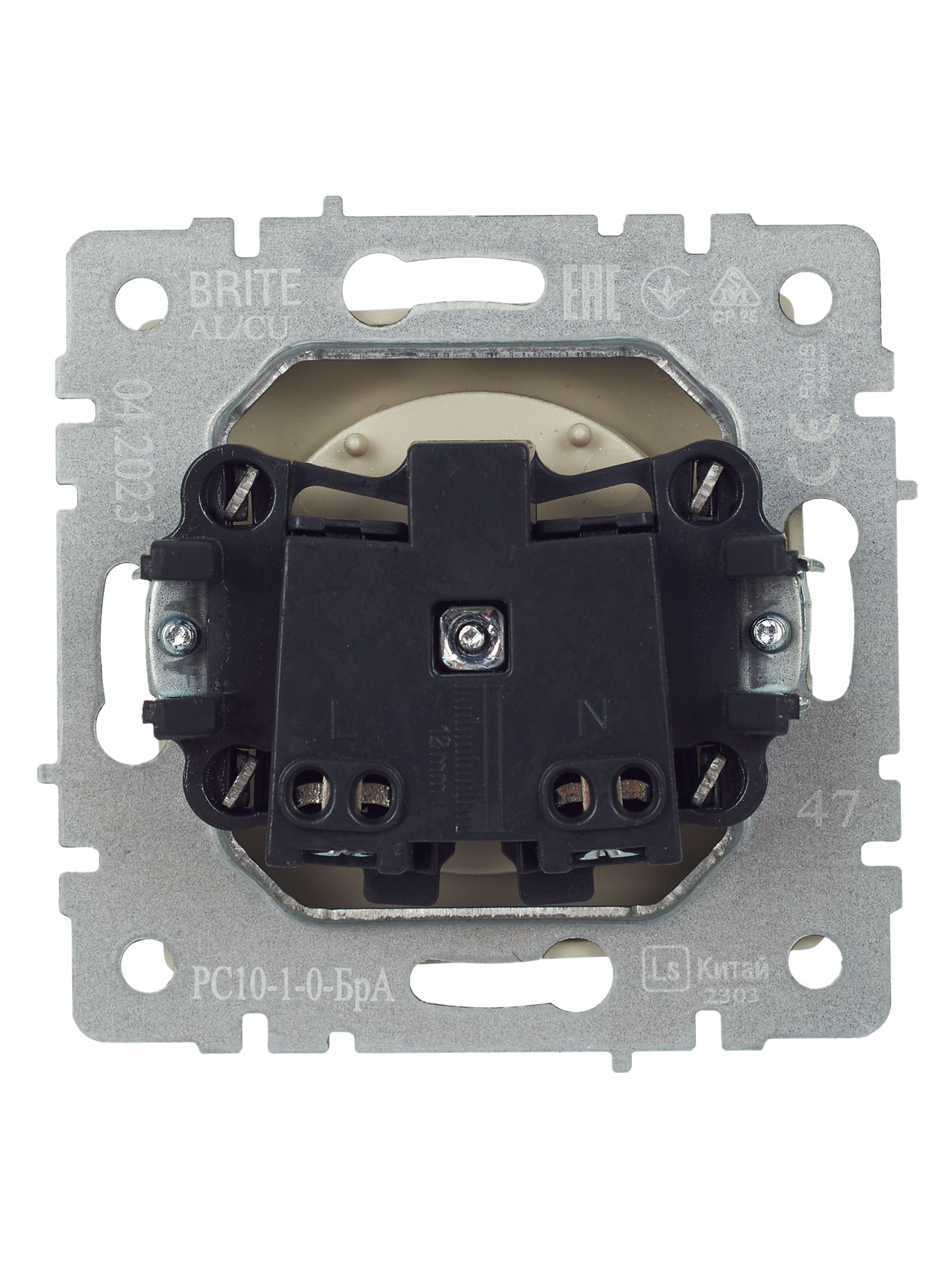 BRITE Розетка 1-местная без заземления без защитных шторок 10А РС10-1-0-БрА алюминий IEK - Фото 4