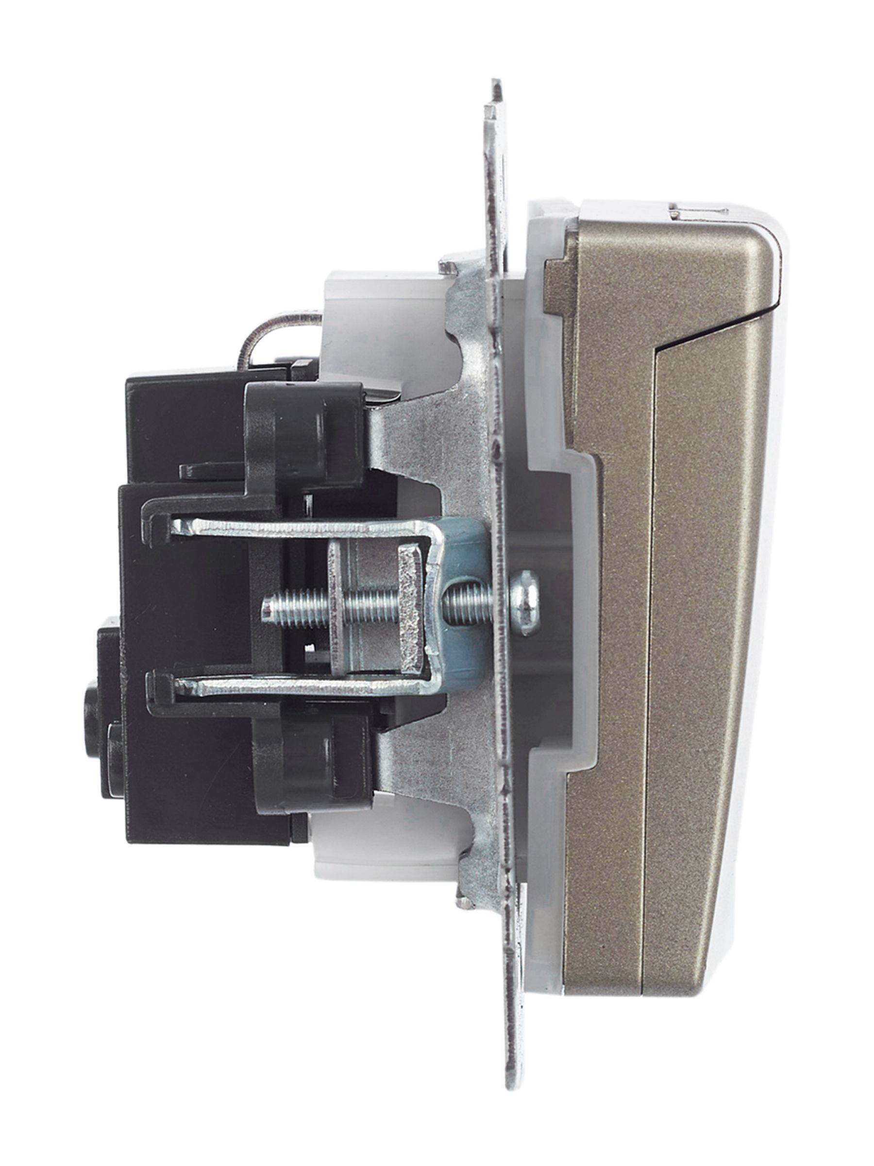 BRITE Розетка 1-местная с заземлением с защитными шторками и крышкой 16А IP44 РСбш10-3-44-БрШ шампань IEK - Фото 10