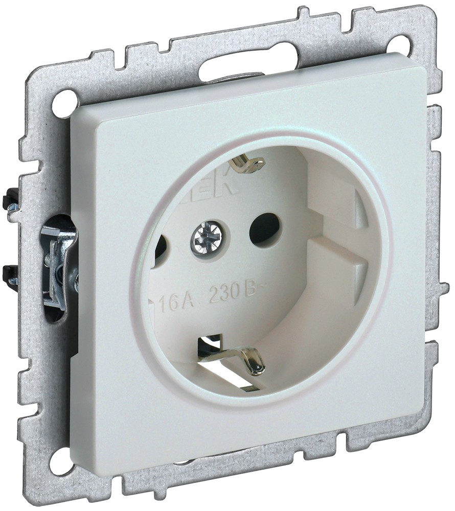 BRITE Розетка 1-местная с заземлением без защитных шторок 16А РС11-1-0-БрЖ жемчуг IEK BR-R11-16-K36