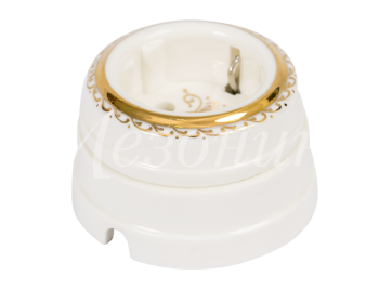 Розетка ретро фарфоровая, двухполюсная, с заземляющим конт, коллекция "ИМПЕРАТОРСКАЯ" , цвет - 