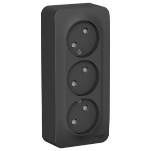 Розетка 3-м ОП Blanca 16А IP20 250В без заземл. защ. шторки с изолир. пластиной антрацит SE BLNRA001316 1210640