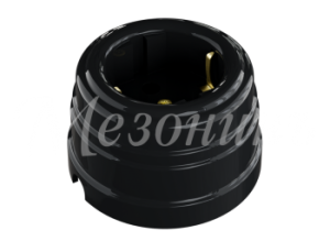 Розетка ретро пластиковая, двухполюсная, с заземляющим контактом, IP20, цвет - черный GE30301-05