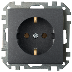 Розетка штепсельная с заземляющим контактом скрытой установки РС16-525 графит 10466BY