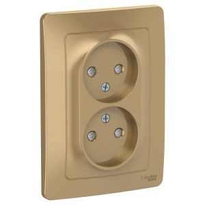 Розетка 2-м СП Blanca 16А IP20 250В без заземл. защ. шторки титан SE BLNRS000124 1210357