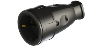 Розетка переносная разборная каучук РА16-005 без крышки (черный) с заземлением ВЭТП0017