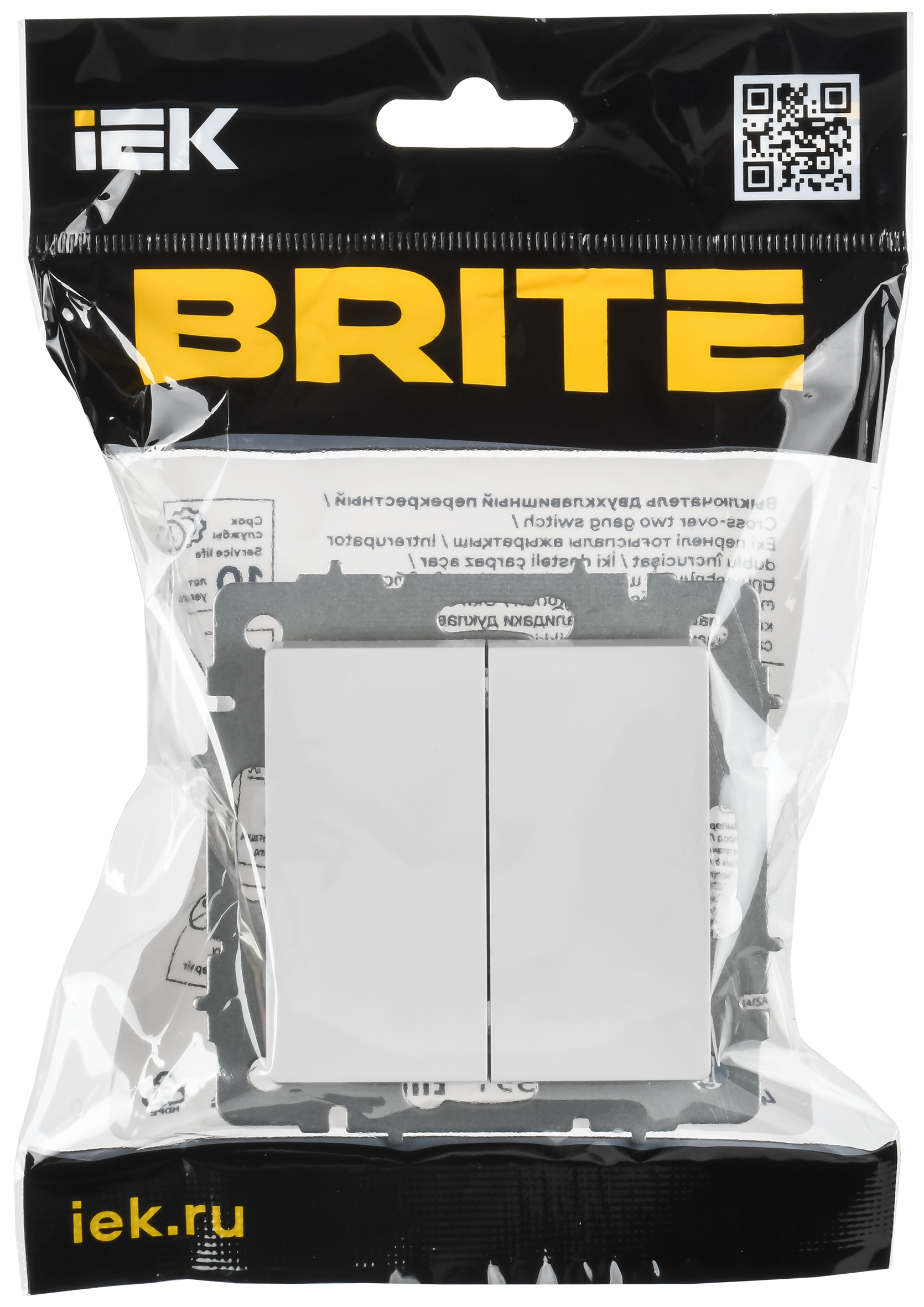 BRITE Выключатель 2-клавишный перекрестный 10А ВС10-2-3-БрЖ жемчуг IEK - Фото 2
