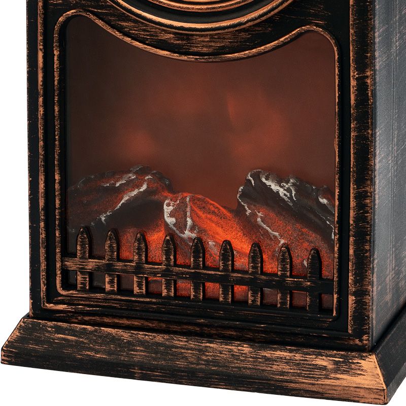 Светодиодный камин Старинные часы с эффектом живого огня 14,7x11,7x25 см, бронза, батарейки 2хС (не в комплекте) USB NEON-NIGHT - Фото 5