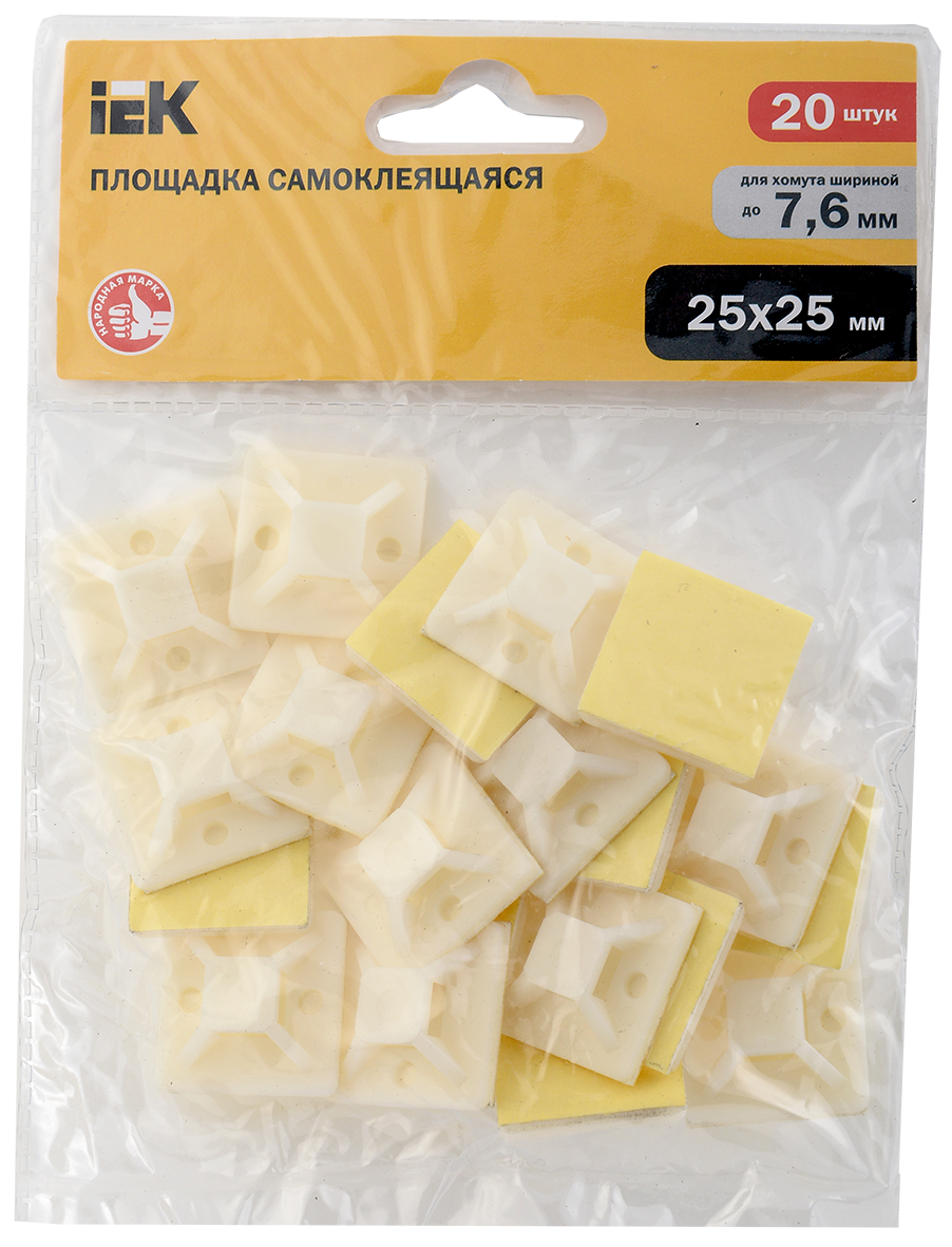 Площадка самоклеящаяся 25х25 белая под хомуты (20шт) IEK - Фото 2