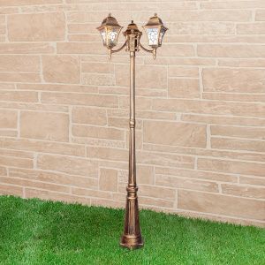 Светильник уличный трехрожковый на столбе IP44 Altair F/3 черное золото Elektrostandard a025024