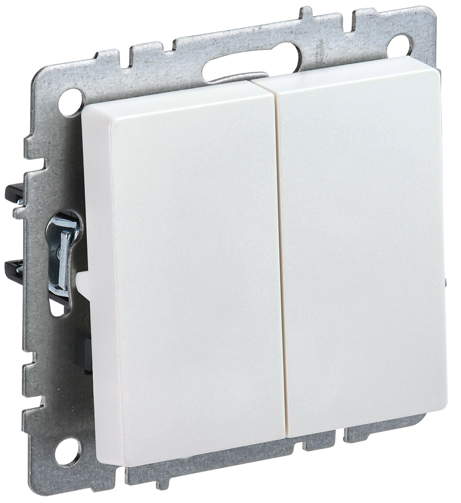 BRITE Выключатель 2-клавишный проходной 10А ВС10-2-6-БрЖ жемчуг IEK BR-V22-0-10-K36