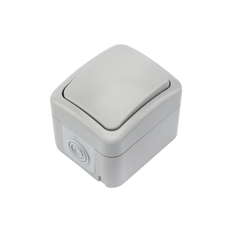 Выключатель одноклавишный Mini OG IP54 о/у, серый KRANZ