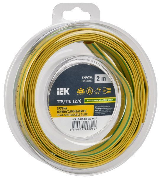 Трубка термоусадочная ТТУ нг-LS 12/6 желтая (2м/упак) IEK UDR12-012-006-002-K05-T