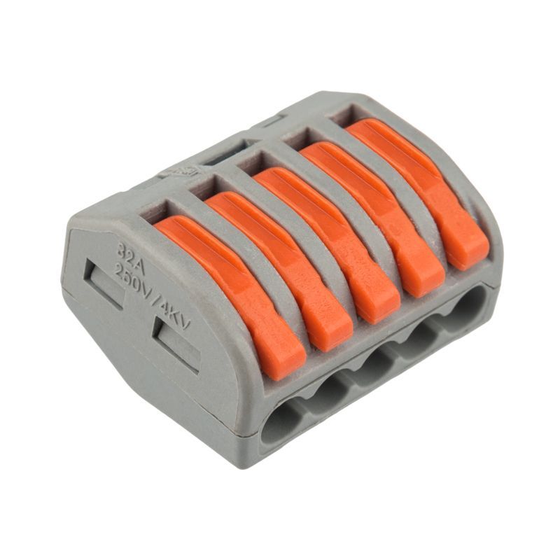 Универсальная клемма СМК 222-415, 5-проводная серая 0,08-2,5/4 мм² (40 шт/уп) REXANT 07-5255-4