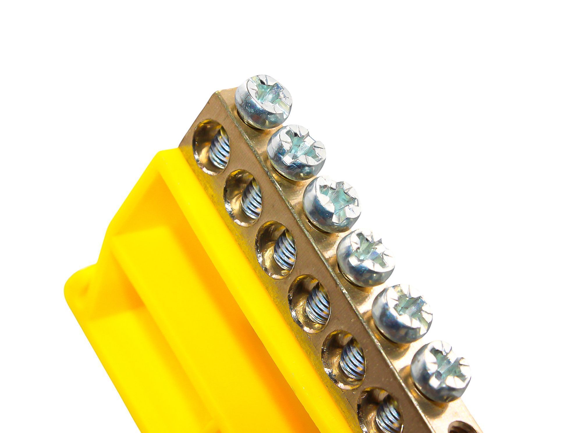 Шина PE "земля" на DIN-изоляторе ЖЕЛТЫЙ 6х9-12 - Фото 4