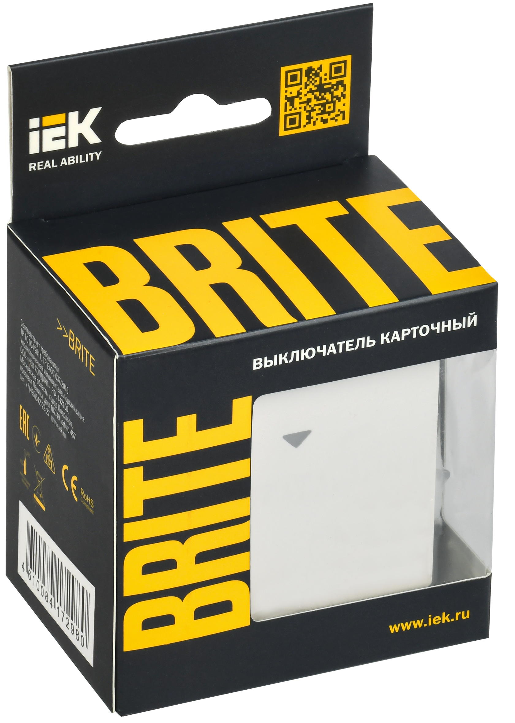 BRITE Выключатель карточный 30А ВС10-1-8-БрБ белый IEK - Фото 2