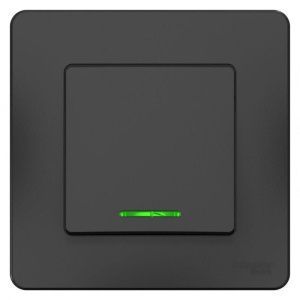 Переключатель проходной 1-кл. СП Blanca 10А IP20 (сх. 6) 250В с подсветкой антрацит SE BLNVS010616 1210375